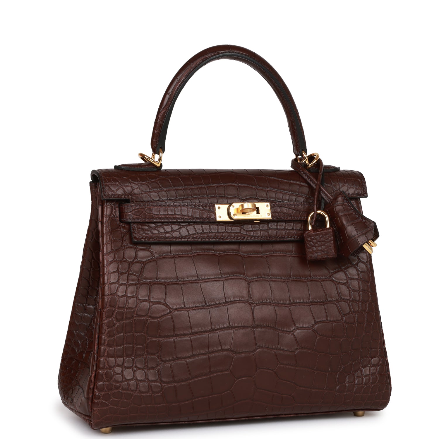 Hermes Kelly Retourne Rouge Sellier Matte Alligator Hardware Handbag Gold Travel Bag