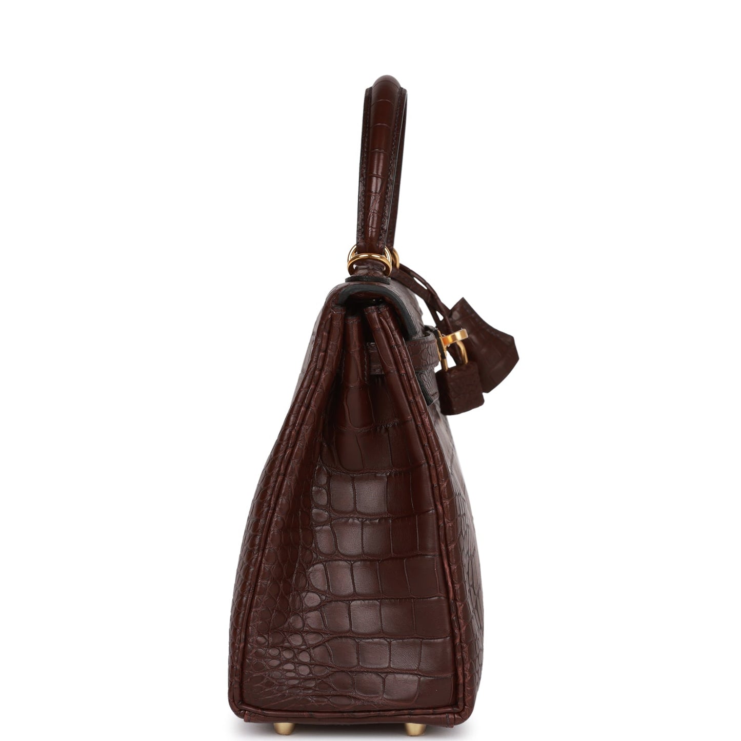 Hermes Kelly Retourne Rouge Sellier Matte Alligator Hardware Handbag Gold Travel Bag