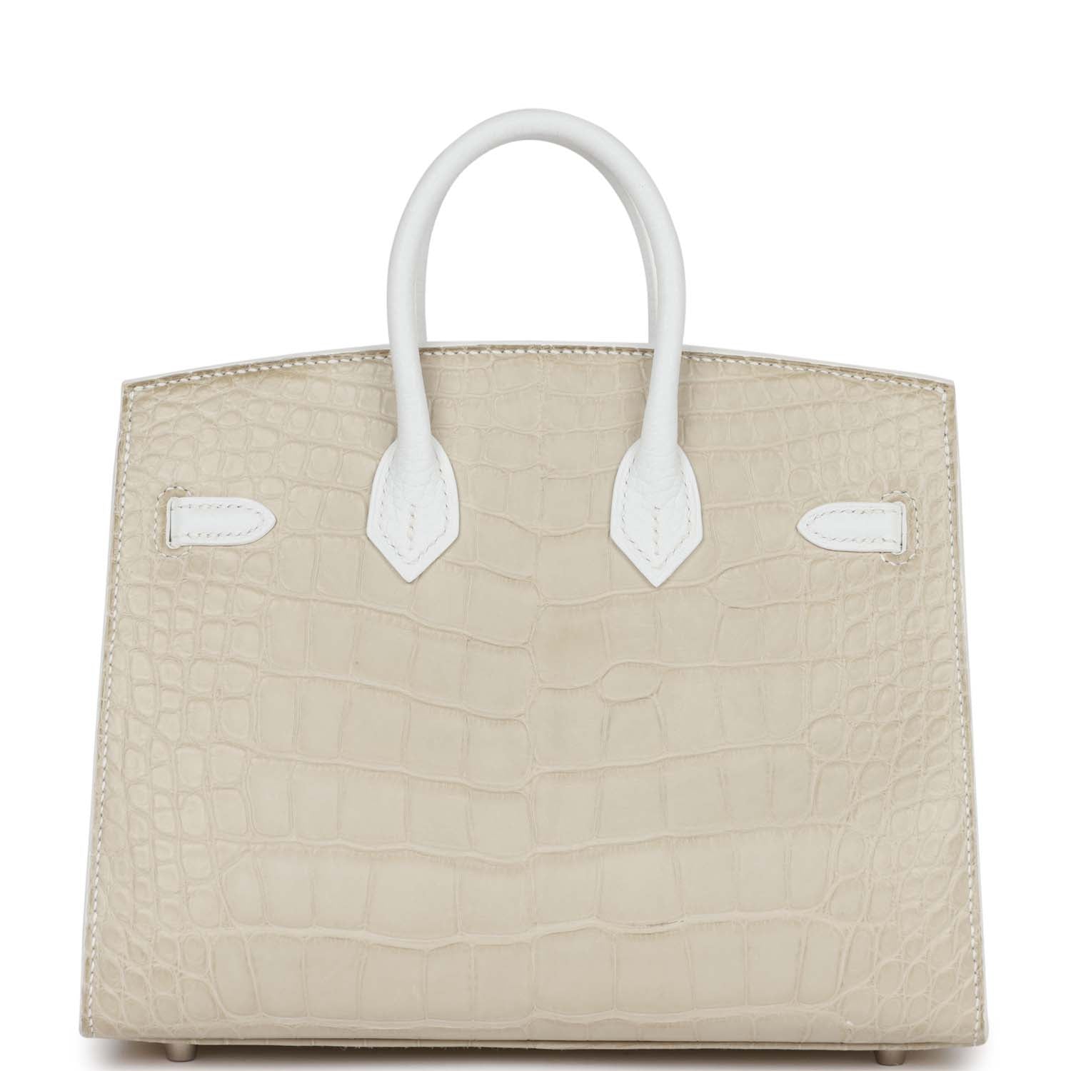 Hermes Luxury Sac Faubourg Birkin Matte Alligator Palladium White Travel Bag