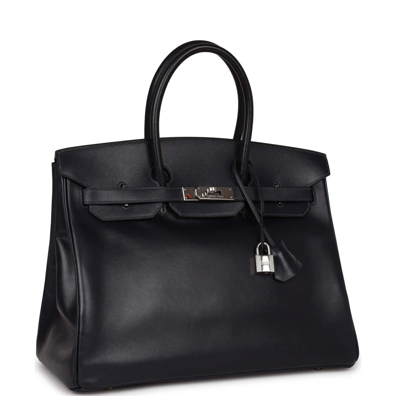 Hermes Luxury Birkin Bleu Navy Box Palladium Hardware Travel Bag