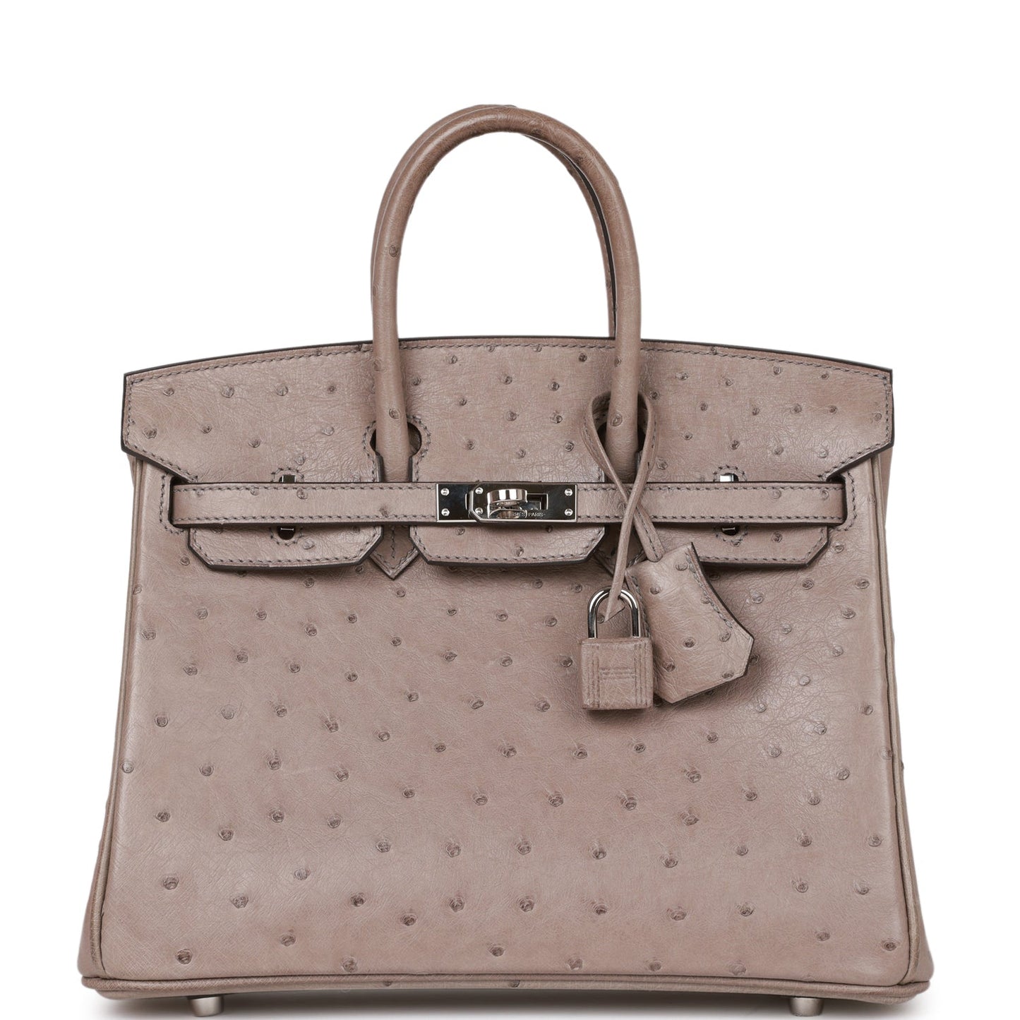 Hermes Birkin Gris Tourterelle Ostrich Palladium Hardware Handbag Travel Bag