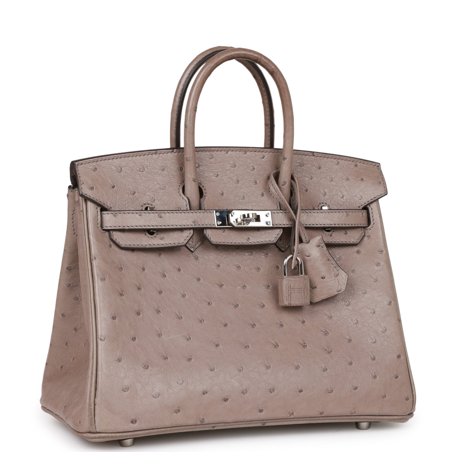 Hermes Birkin Gris Tourterelle Ostrich Palladium Hardware Handbag Travel Bag