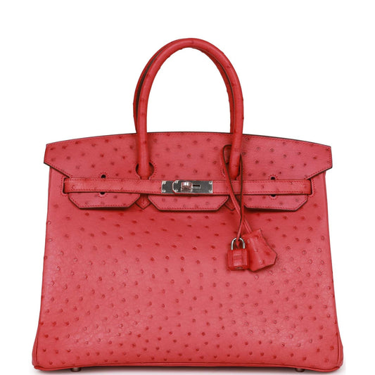 Hermes Birkin Bougainvillea Ostrich Palladium Hardware Handbag Travel Bag