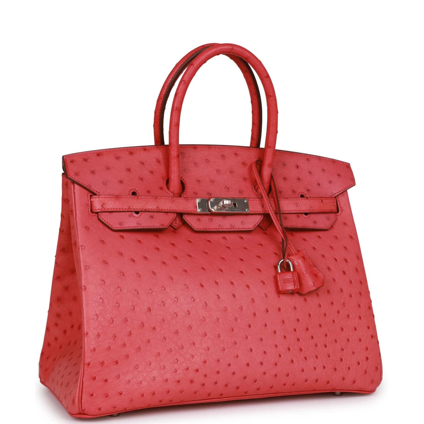 Hermes Top Quality Luxury Birkin Bougainvillea Ostrich Palladium Travel Bag