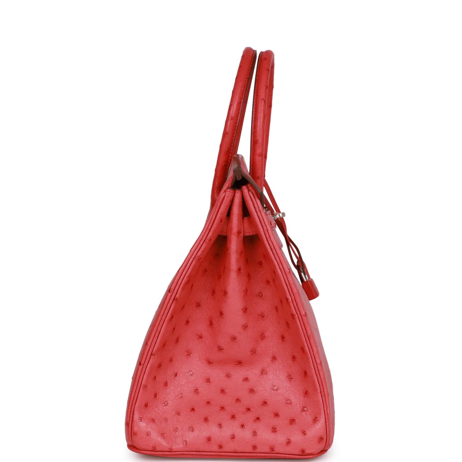 Hermes Top Quality Luxury Birkin Bougainvillea Ostrich Palladium Travel Bag