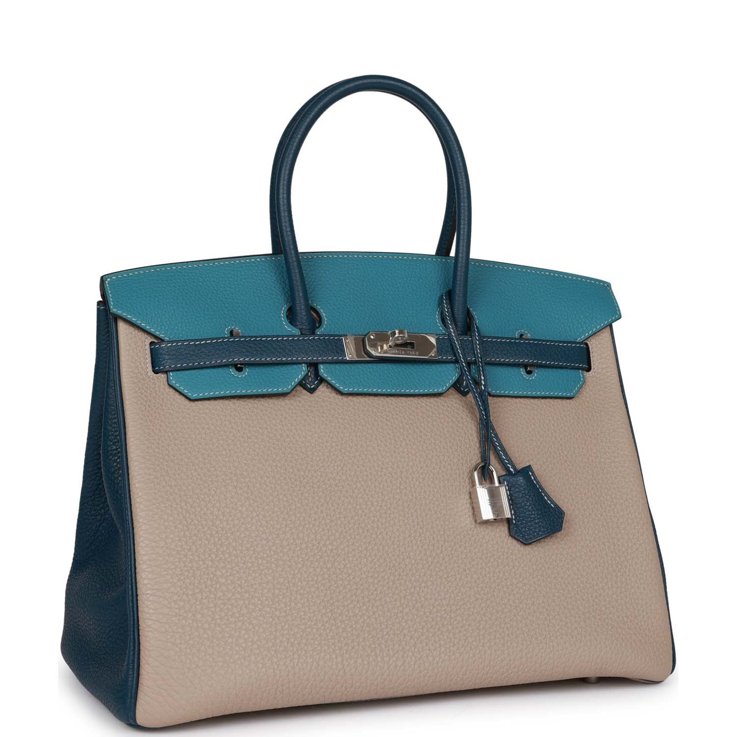 Hermes Birkin Tricolor Gris Tourterelle Bleu Jean And Travel Bag