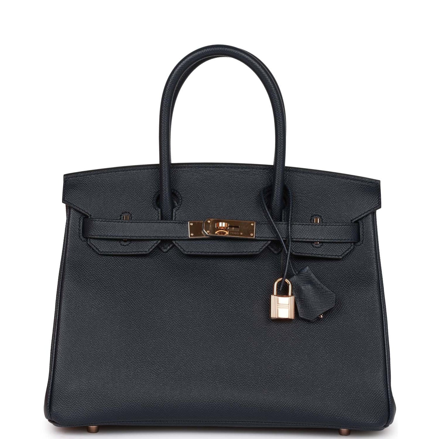 Hermes Birkin Bleu Indigo Epsom Rose Hardware Handbag Gold Travel Bag