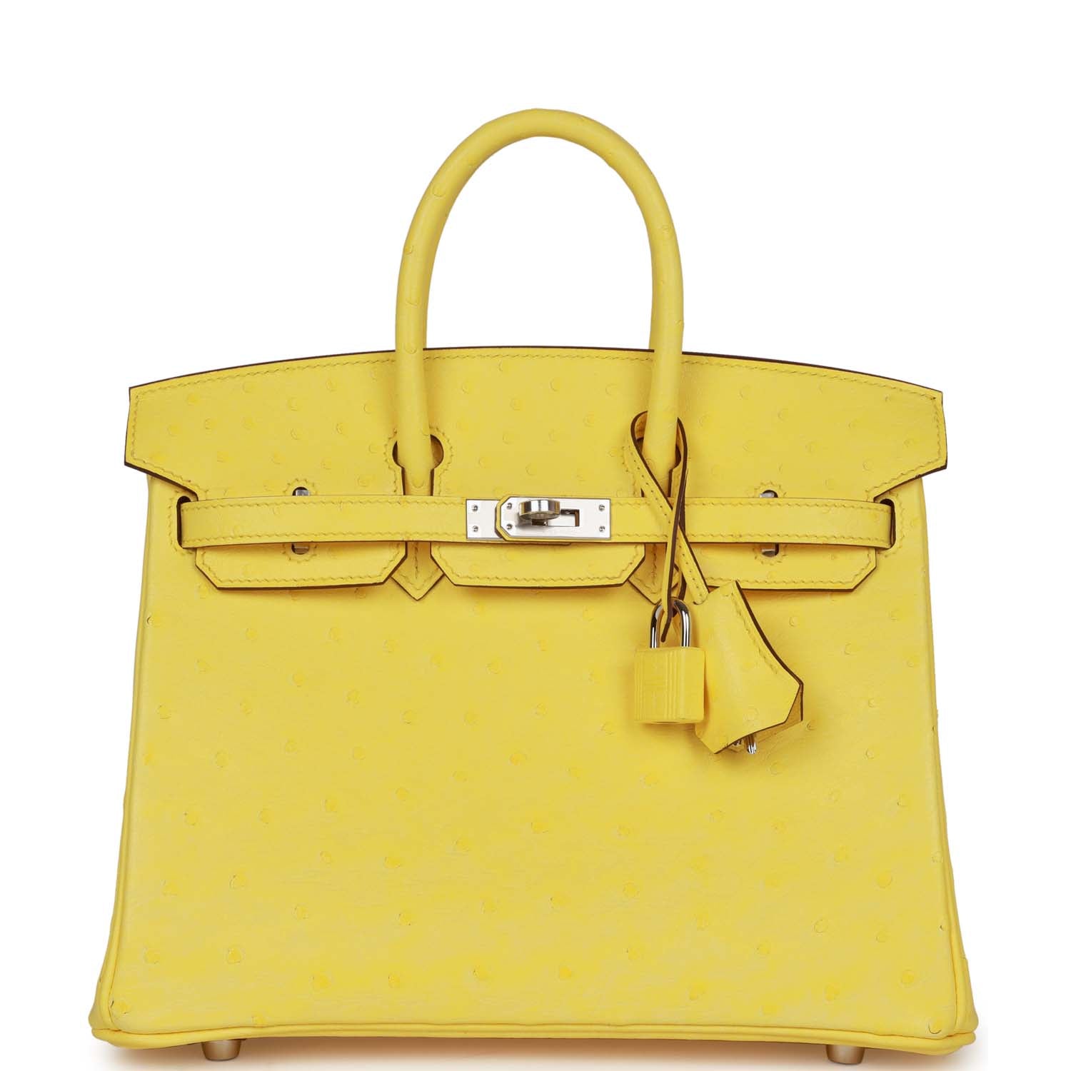 Hermes Birkin Jaune Citron Ostrich Palladium Hardware Handbag Travel Bag