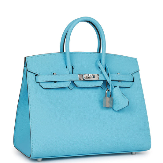 Hermes Birkin Sellier Celeste Epsom Palladium Hardware Handbag Travel Bag