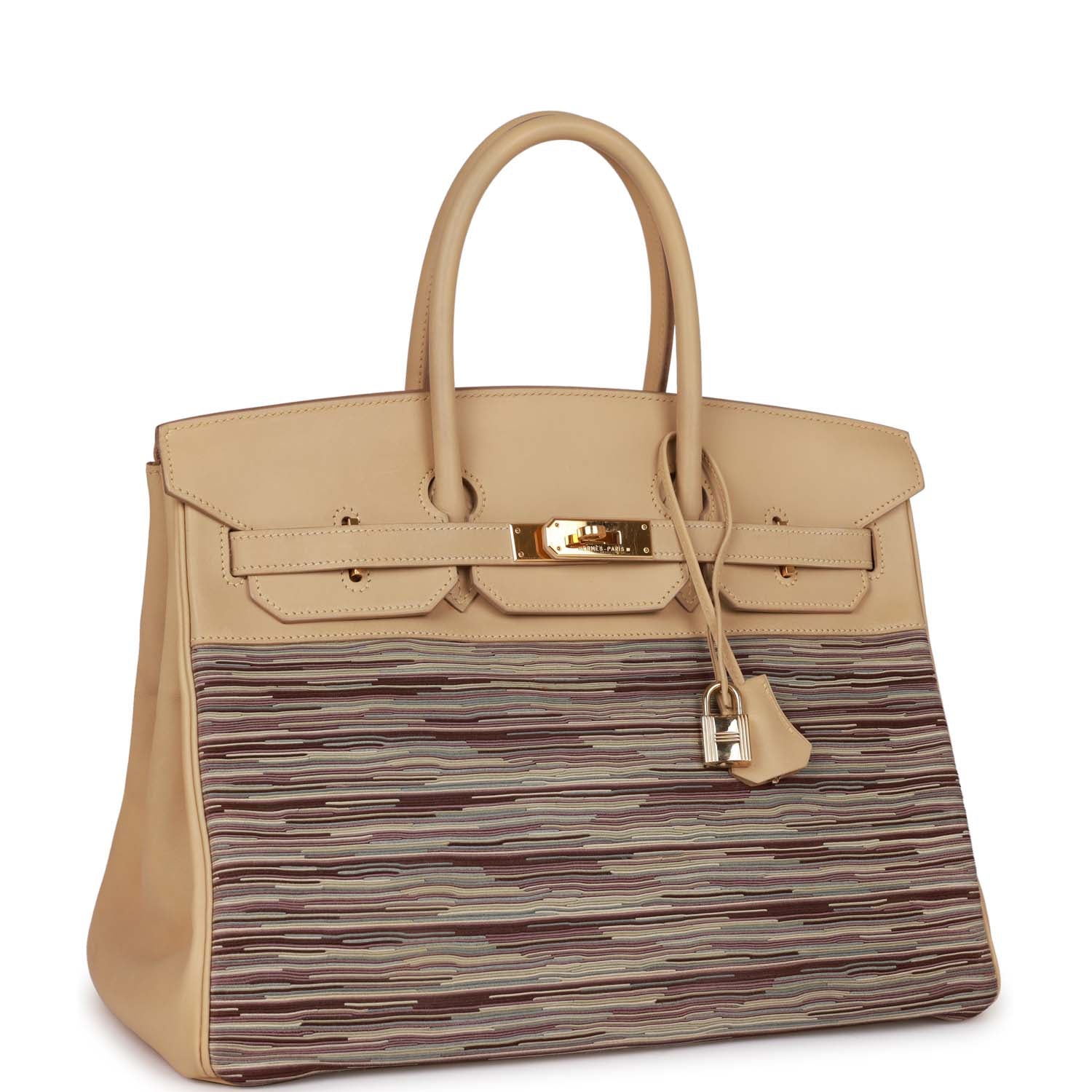 Hermes Luxury Birkin Vibrato Parchemin Box Hardware Handbag Gold Travel Bag