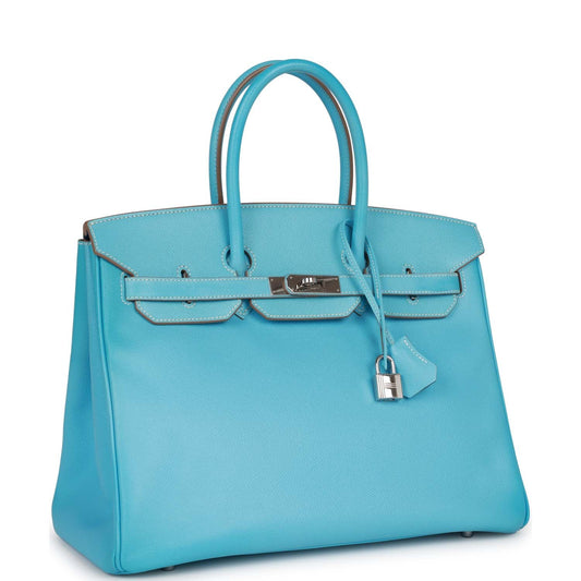 Hermes Birkin Celeste Candy Epsom Palladium Hardware Handbag Travel Bag