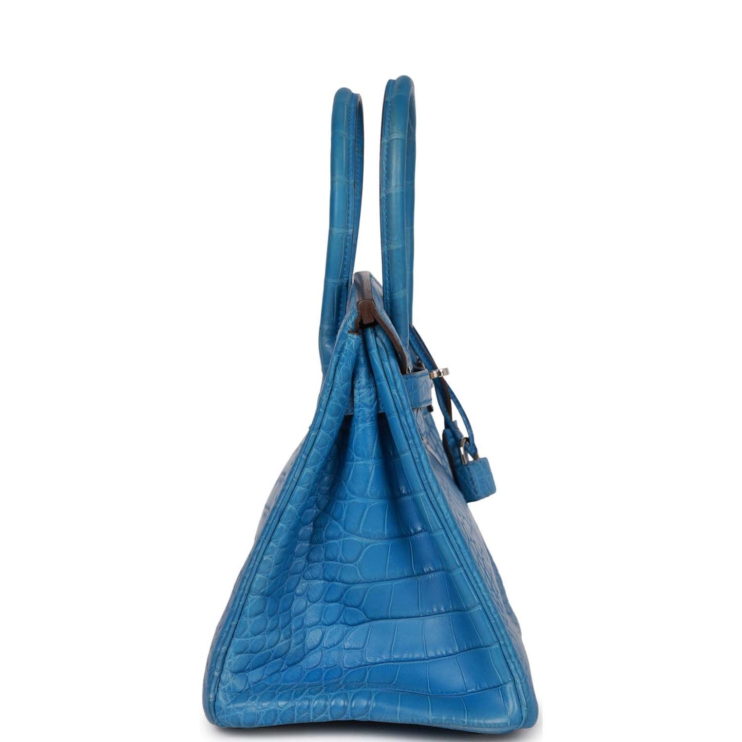 Hermes Birkin Bleu Mykonos Matte Alligator Palladium Hardware Handbag Travel Bag