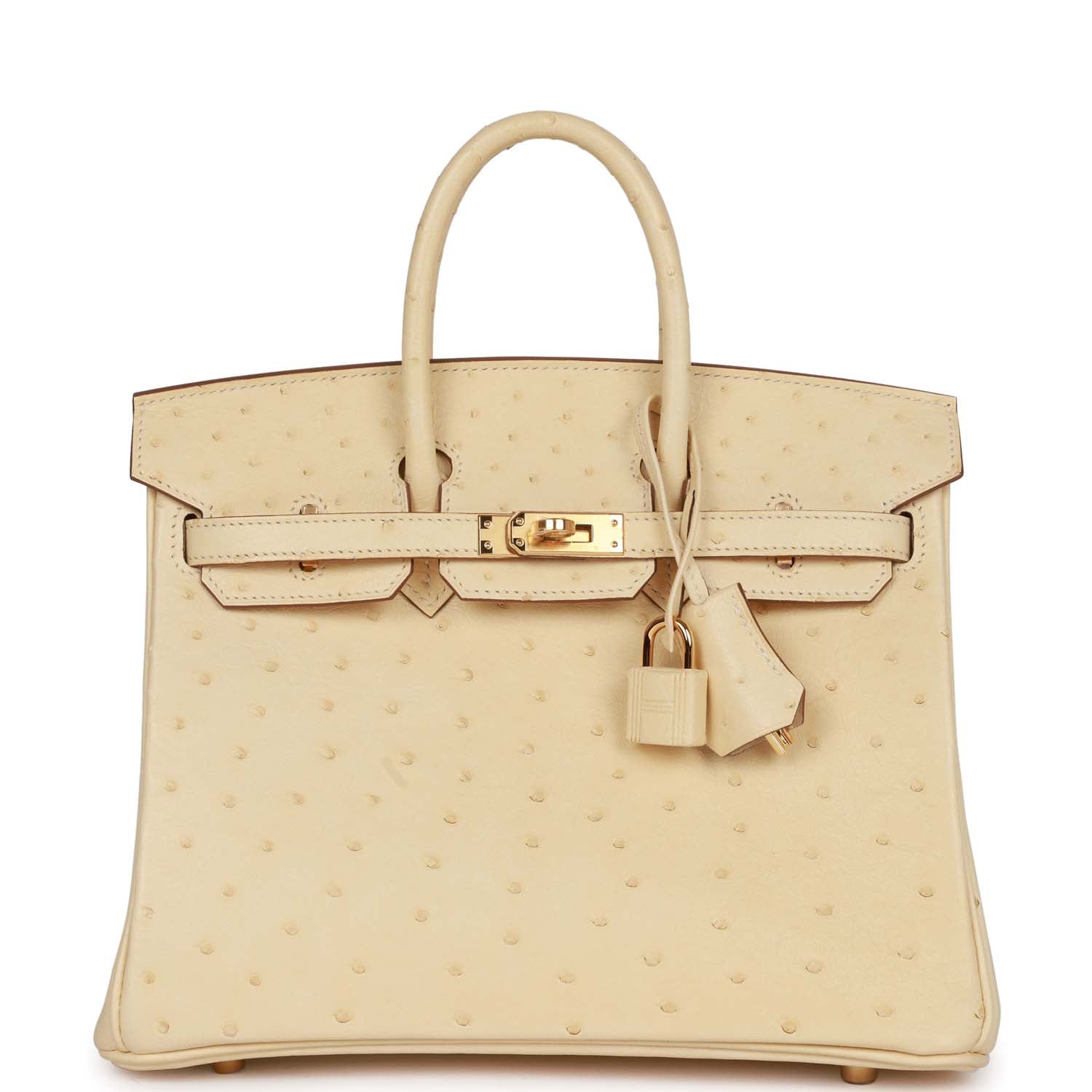 Hermes Birkin Vanille Ostrich Boreal Hardware Handbag Gold Travel Bag