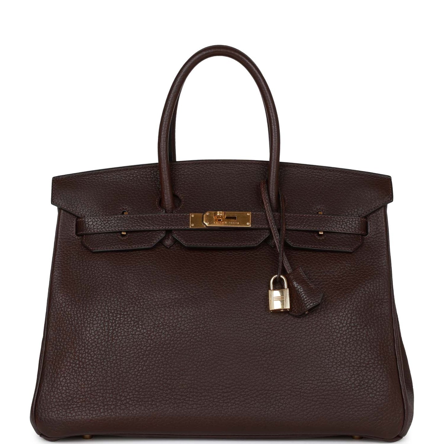 Hermes Birkin Marron Fonce Fjord Hardware Handbag Gold Travel Bag