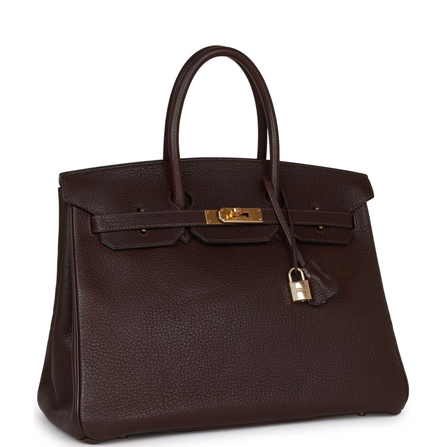 Hermes Birkin Marron Fonce Fjord Hardware Handbag Gold Travel Bag