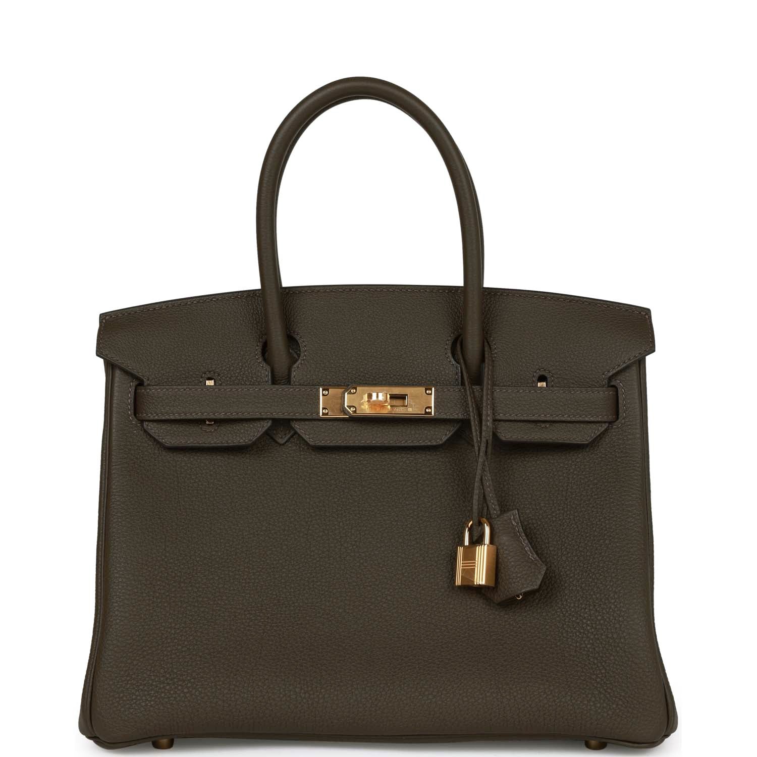 Hermes Birkin Eucalyptus Togo Hardware Handbag Gold Travel Bag