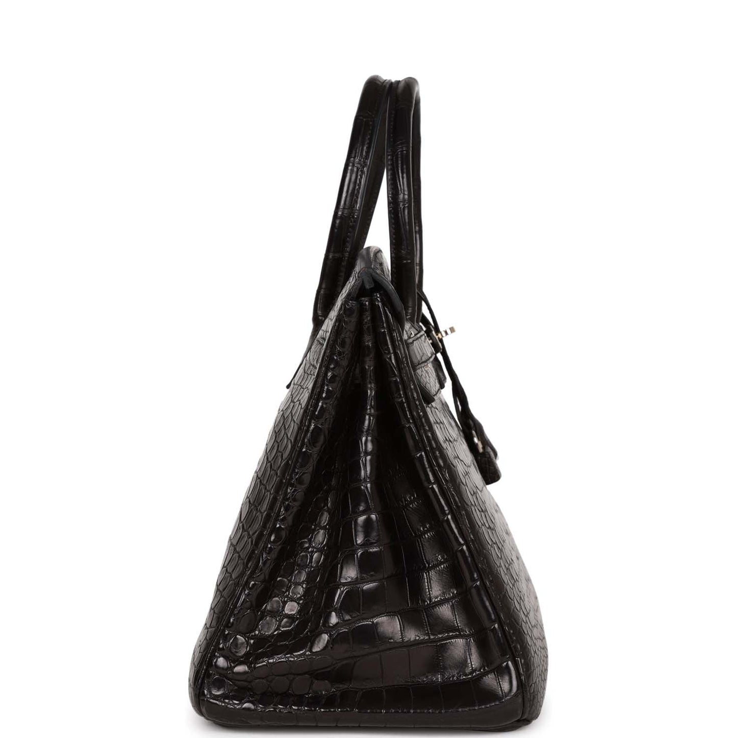 Hermes Birkin Matte Crocodile Porosus Palladium Hardware Handbag Black Travel Bag