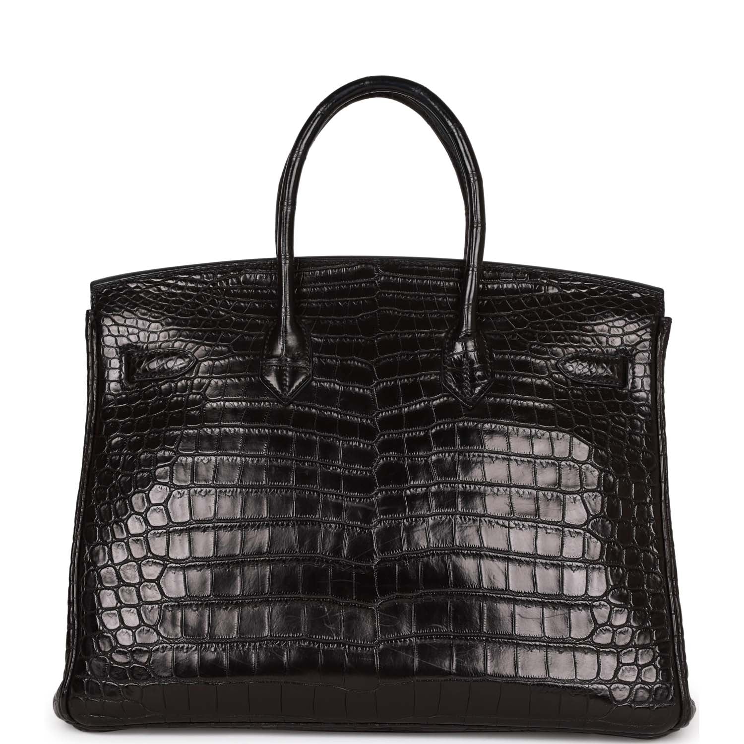 Hermes Top Quality Luxury Birkin Matte Crocodile Porosus Black Travel Bag