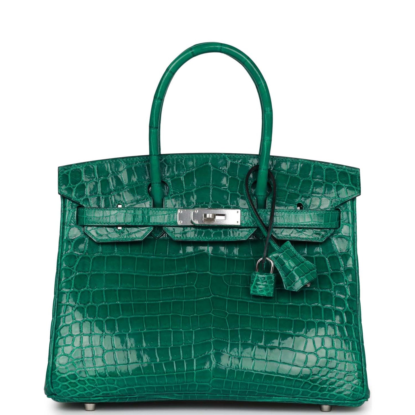 Hermes Birkin Emerald Shiny Niloticus Crocodile Palladium Hardware Travel Bag