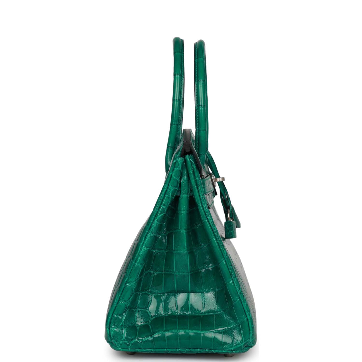Hermes Birkin Emerald Shiny Niloticus Crocodile Palladium Hardware Travel Bag