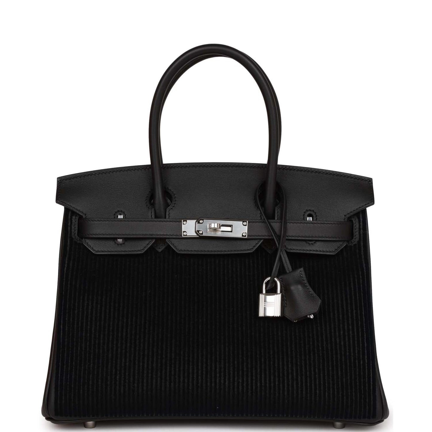Hermes Birkin Cote Cote Tuffetage And Swift Palladium Hardware Black Travel Bag