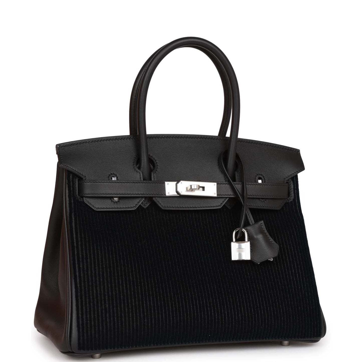 Hermes Birkin Cote Cote Tuffetage And Swift Palladium Hardware Black Travel Bag