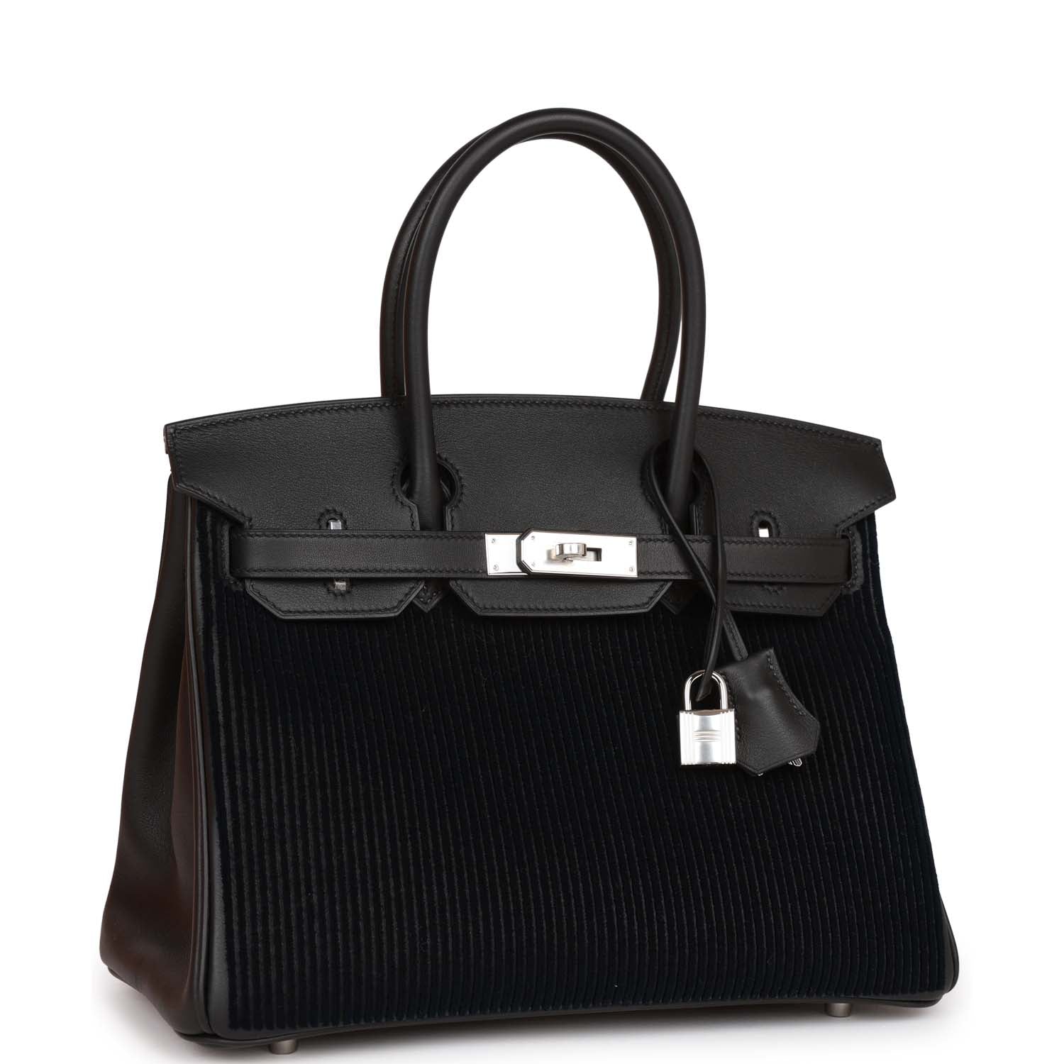 Hermes Birkin Cote Cote Tuffetage And Swift Palladium Hardware Black Travel Bag