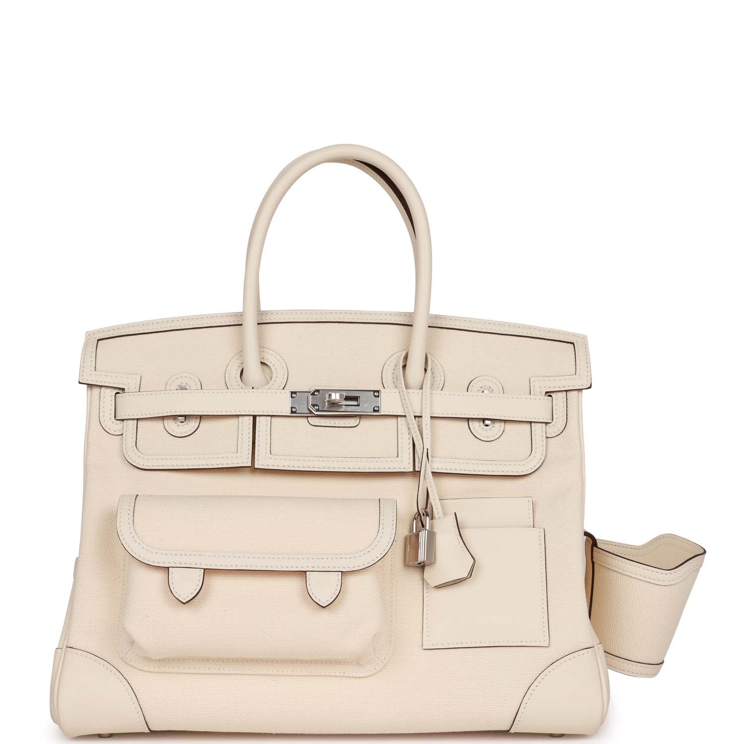 Hermes Birkin Cargo Nata Toile And Swift Palladium Hardware Travel Bag