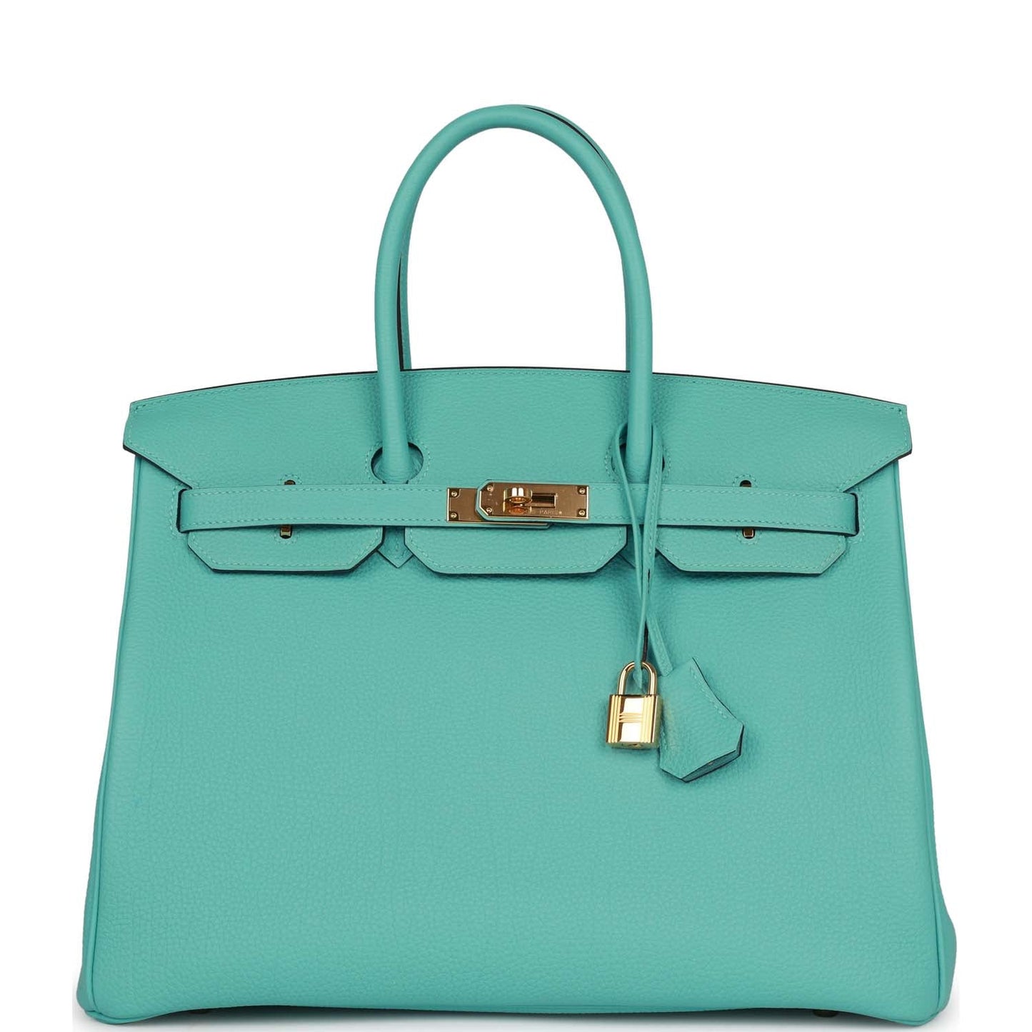 Hermes Birkin Bleu Atoll Togo Hardware Handbag Gold Travel Bag