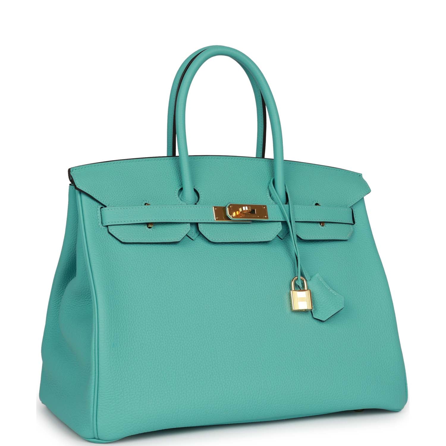 Hermes Birkin Bleu Atoll Togo Hardware Handbag Gold Travel Bag