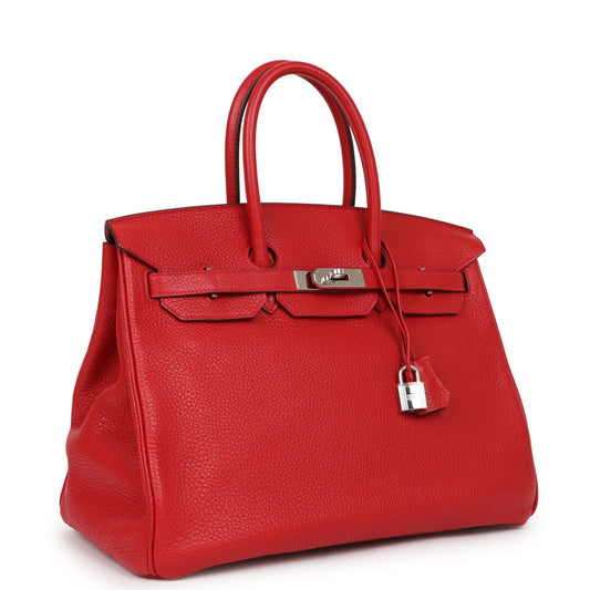 Hermes Birkin Rouge Cas Ue Clemence Palladium Hardware Handbag Travel Bag