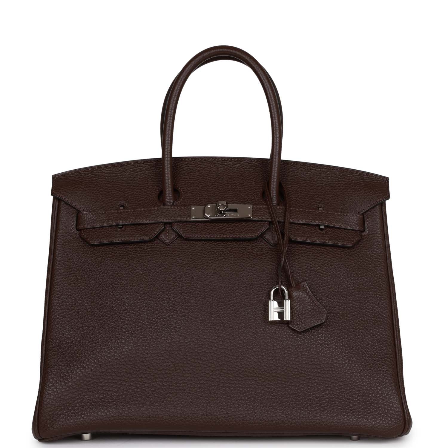 Hermes Birkin Chocolate Togo Palladium Hardware Handbag Travel Bag