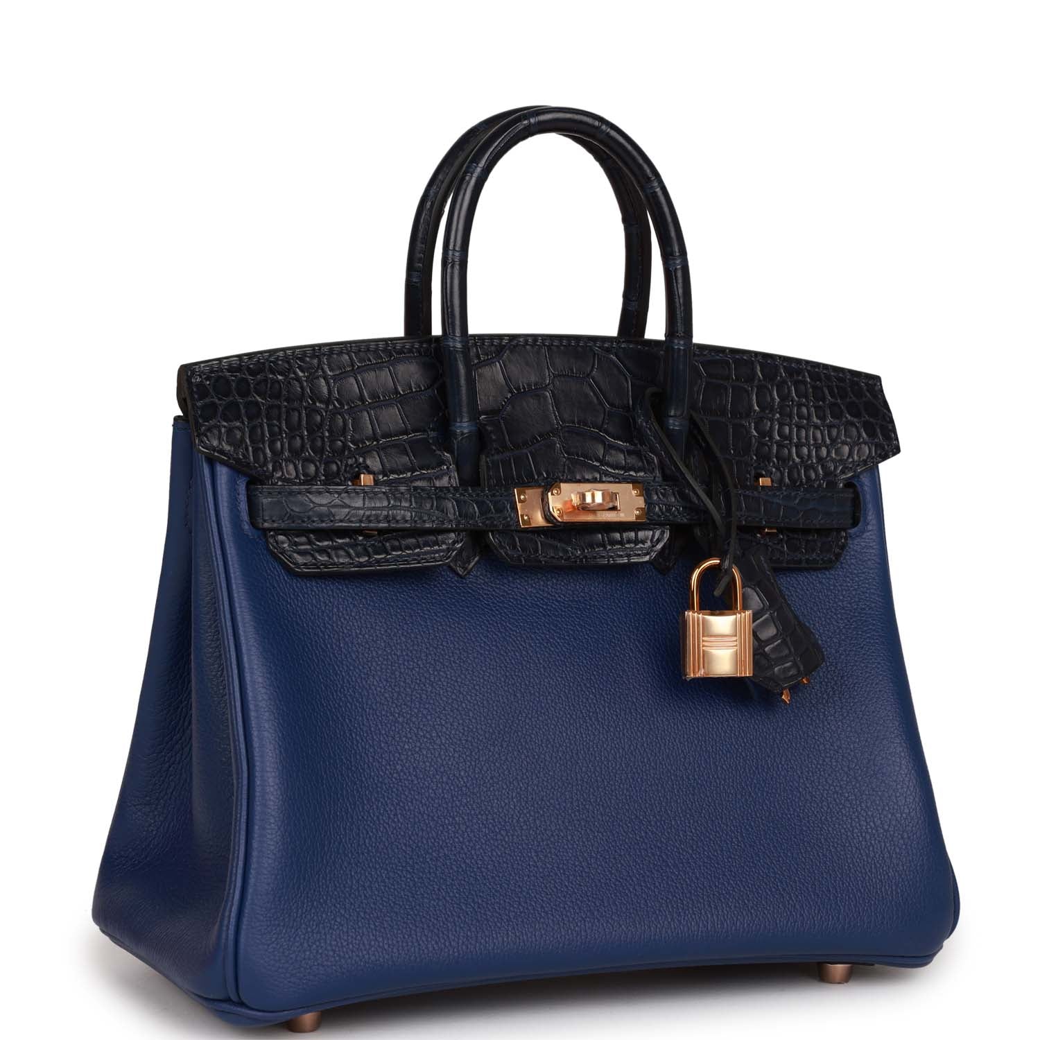 Hermes Birkin Bleu Marine Matte Alligator And Bleu Saphir Gold Travel Bag