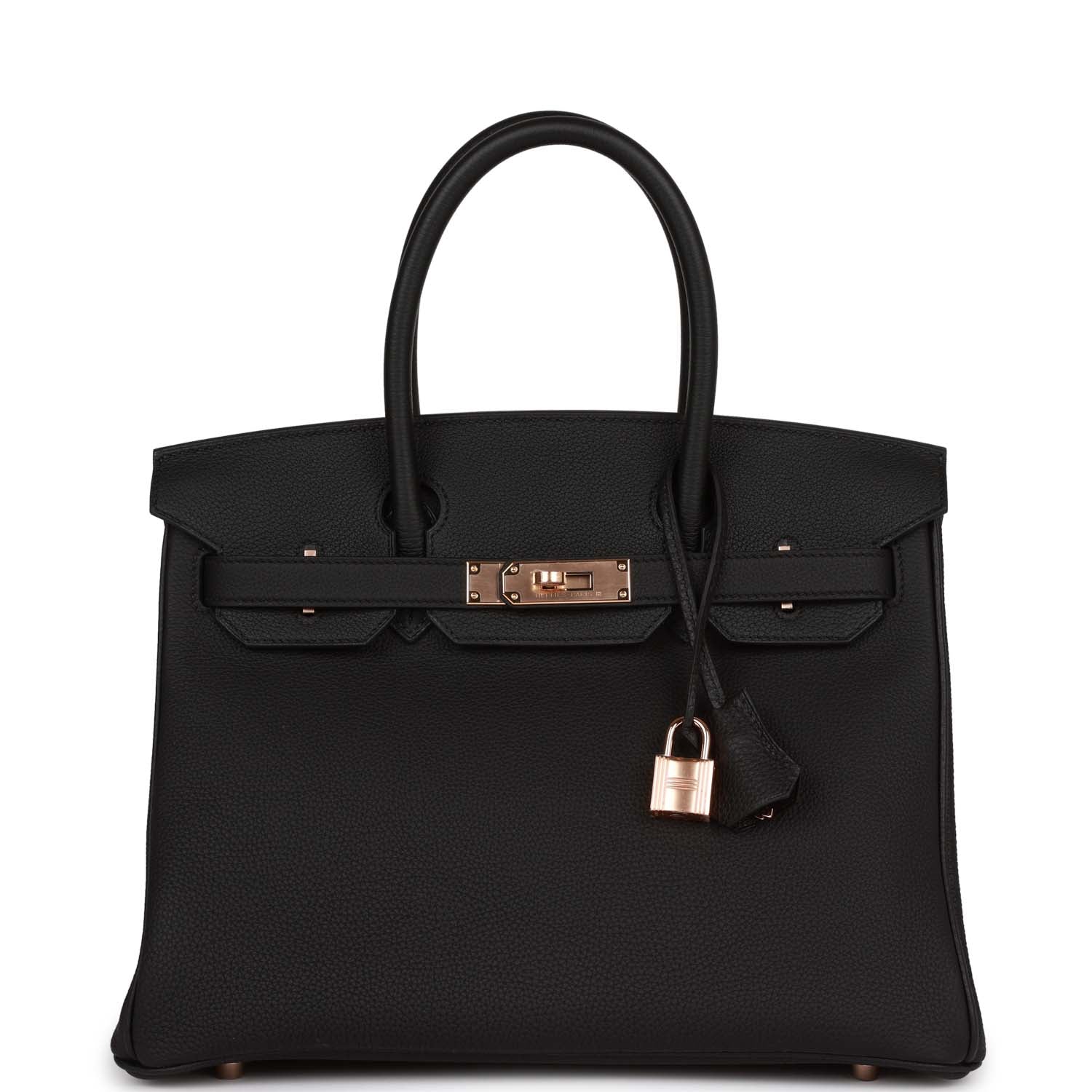Hermes Birkin Togo Rose Hardware Handbag Black Gold Travel Bag Hardware 8