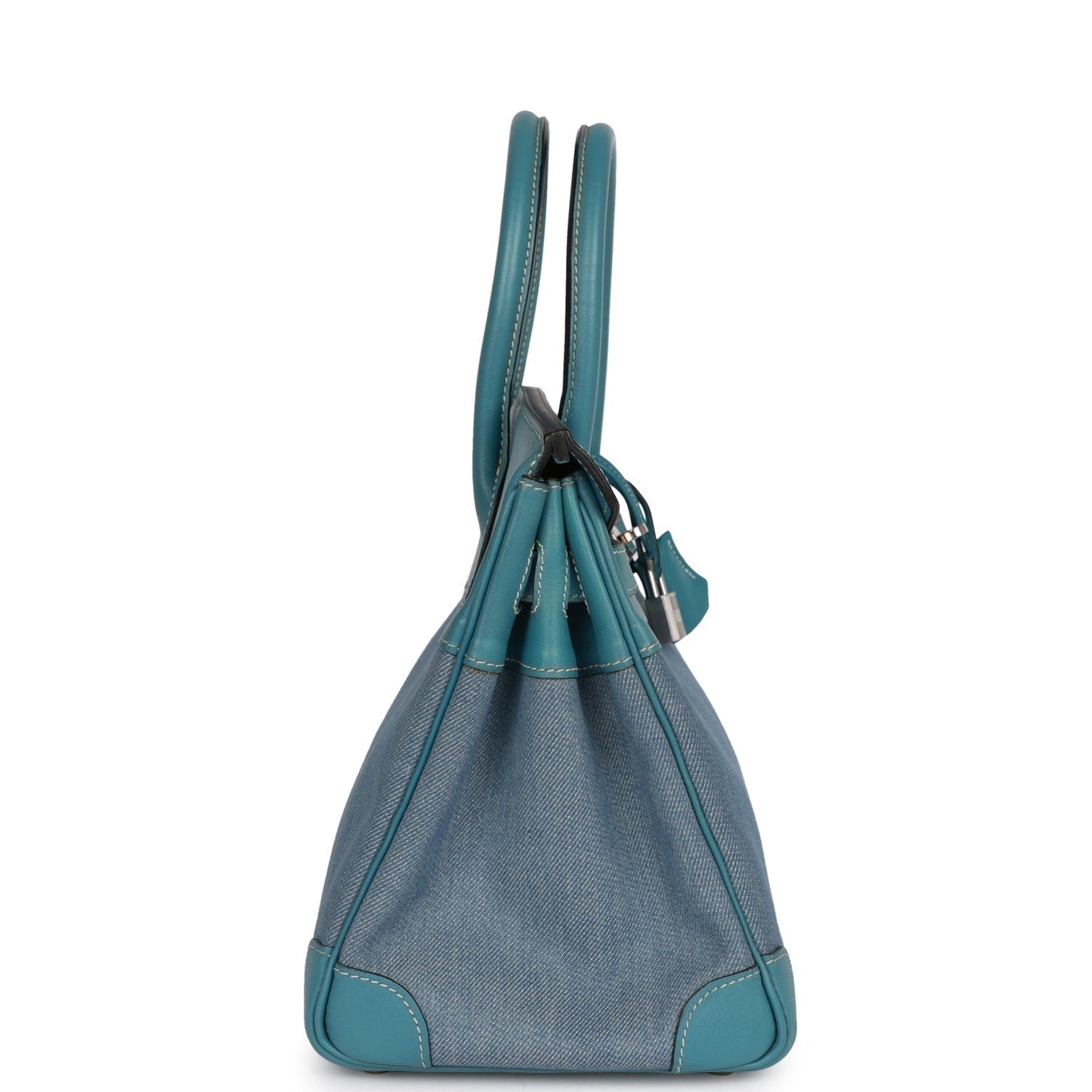 Hermes Luxury Birkin And Jean Gulliver Palladium Hardware Denim Blue Travel Bag