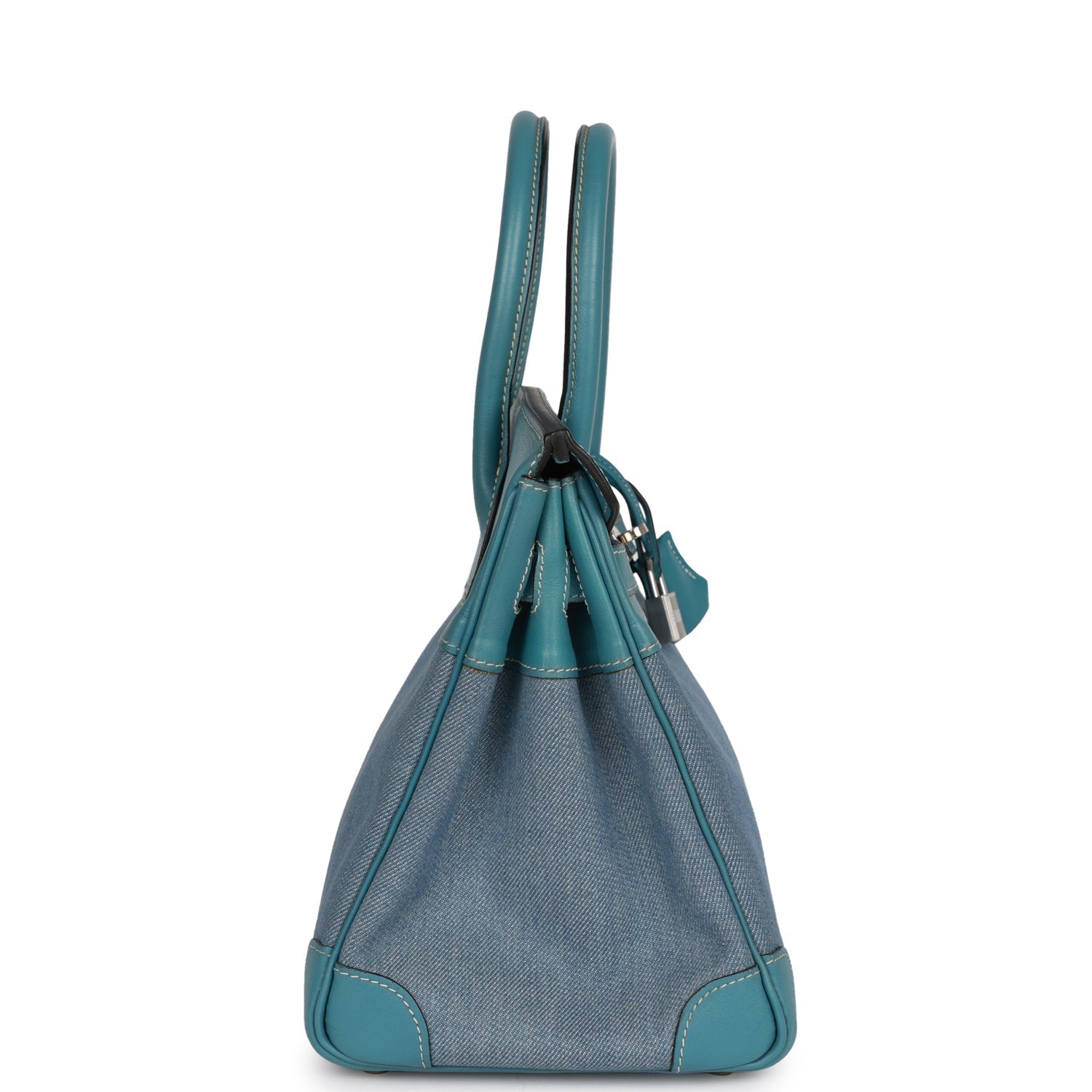Hermes Luxury Birkin And Jean Gulliver Palladium Hardware Denim Blue Travel Bag