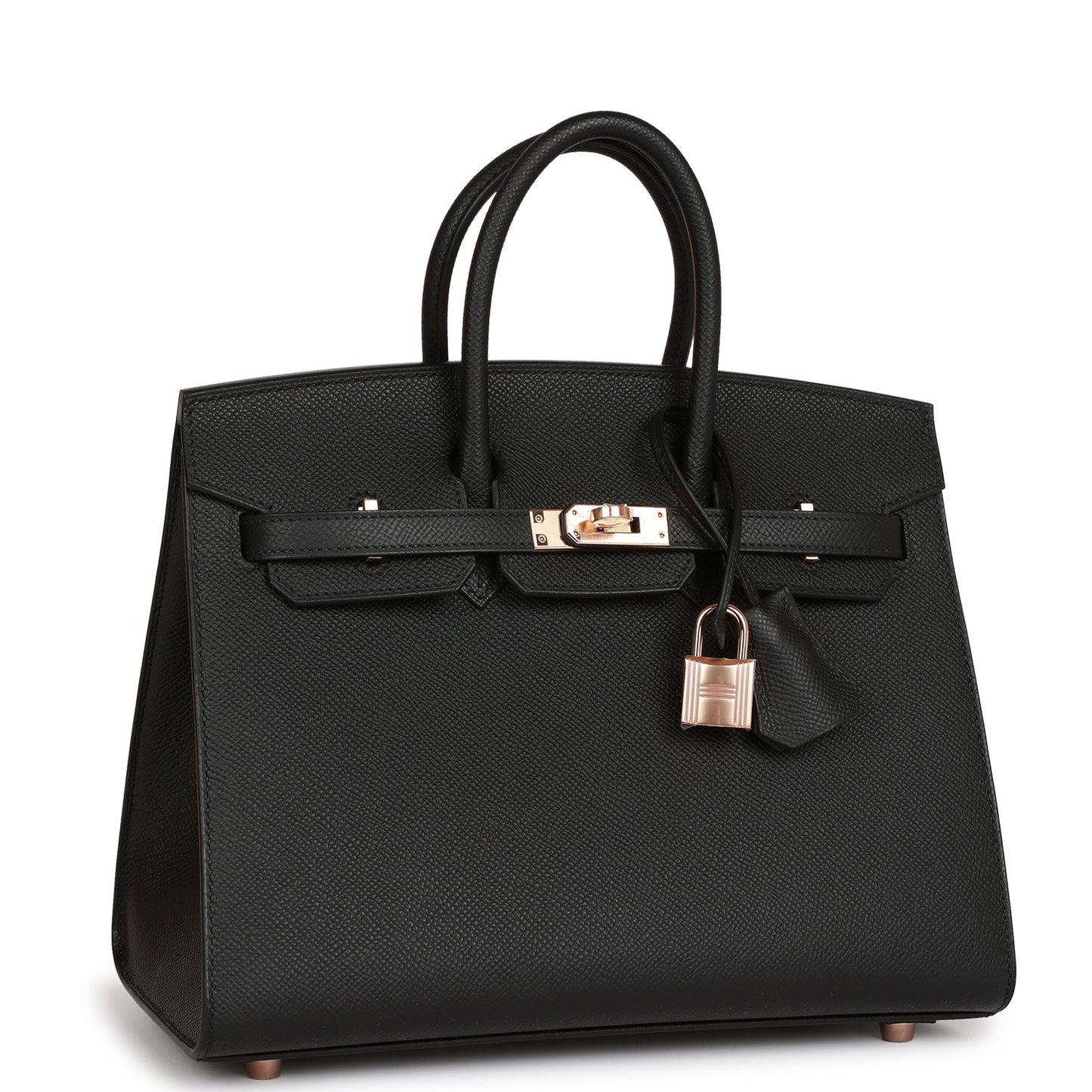 Hermes Birkin Sellier Epsom Rose Hardware Handbag Black Gold Travel Bag