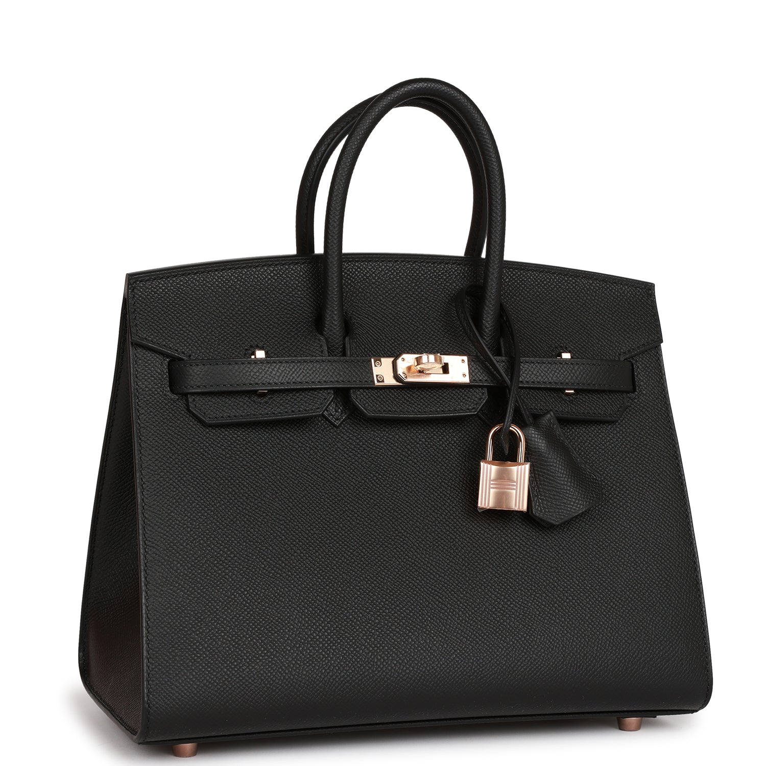 Hermes Birkin Sellier Epsom Rose Hardware Handbag Black Gold Travel Bag