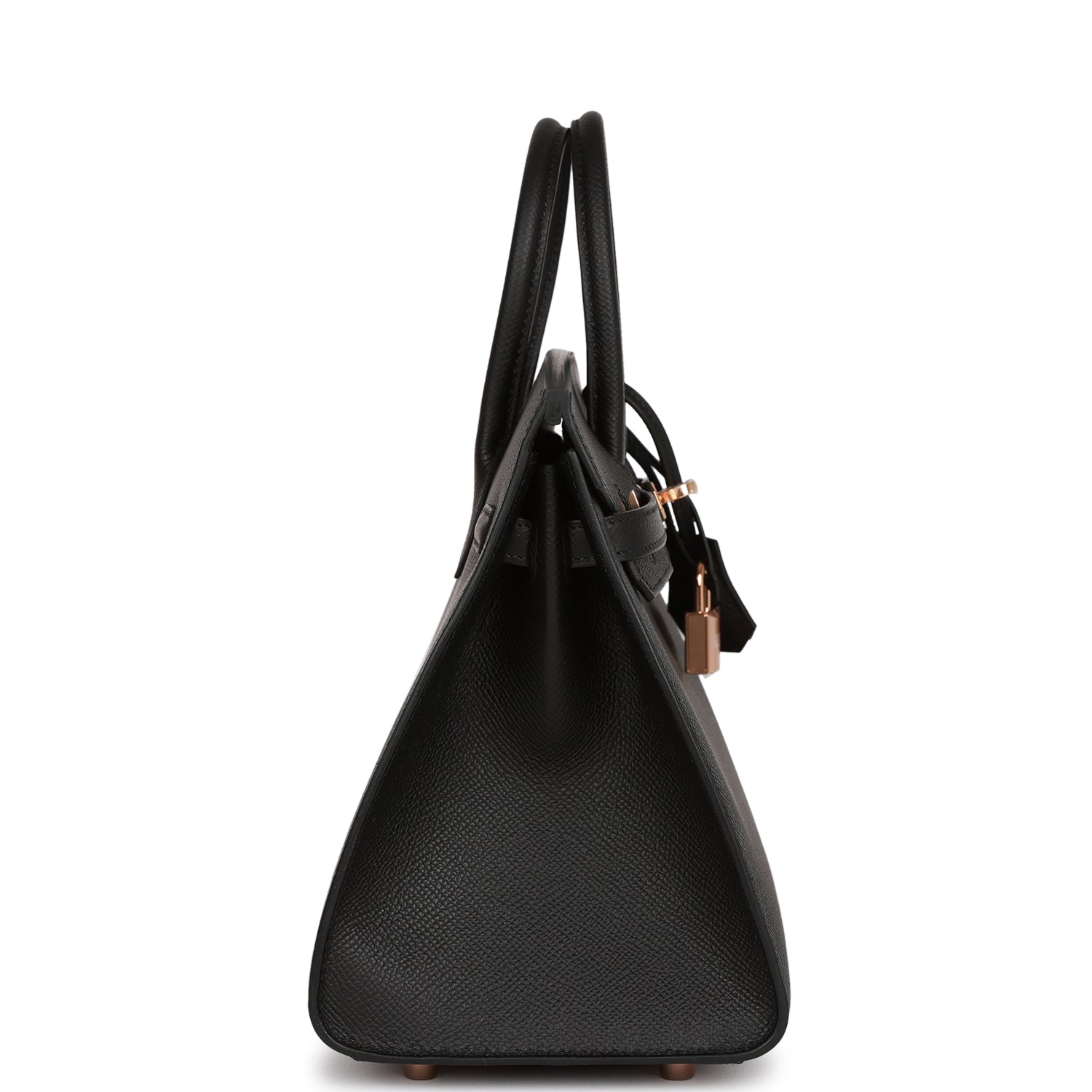 Hermes Birkin Sellier Epsom Rose Hardware Handbag Black Gold Travel Bag