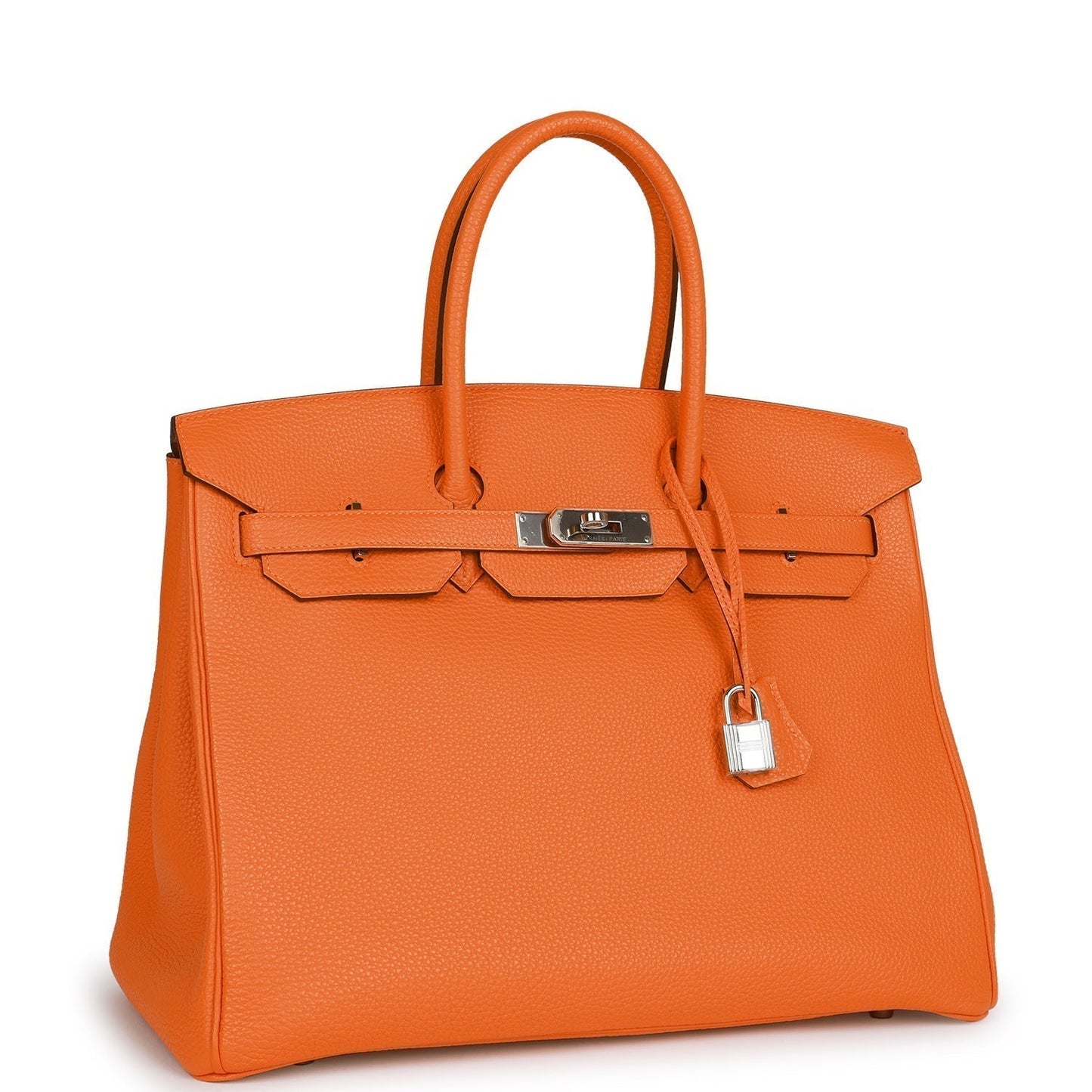 Hermes Birkin Togo Palladium Hardware Handbag Orange Travel Bag Togo Palladium Hardware