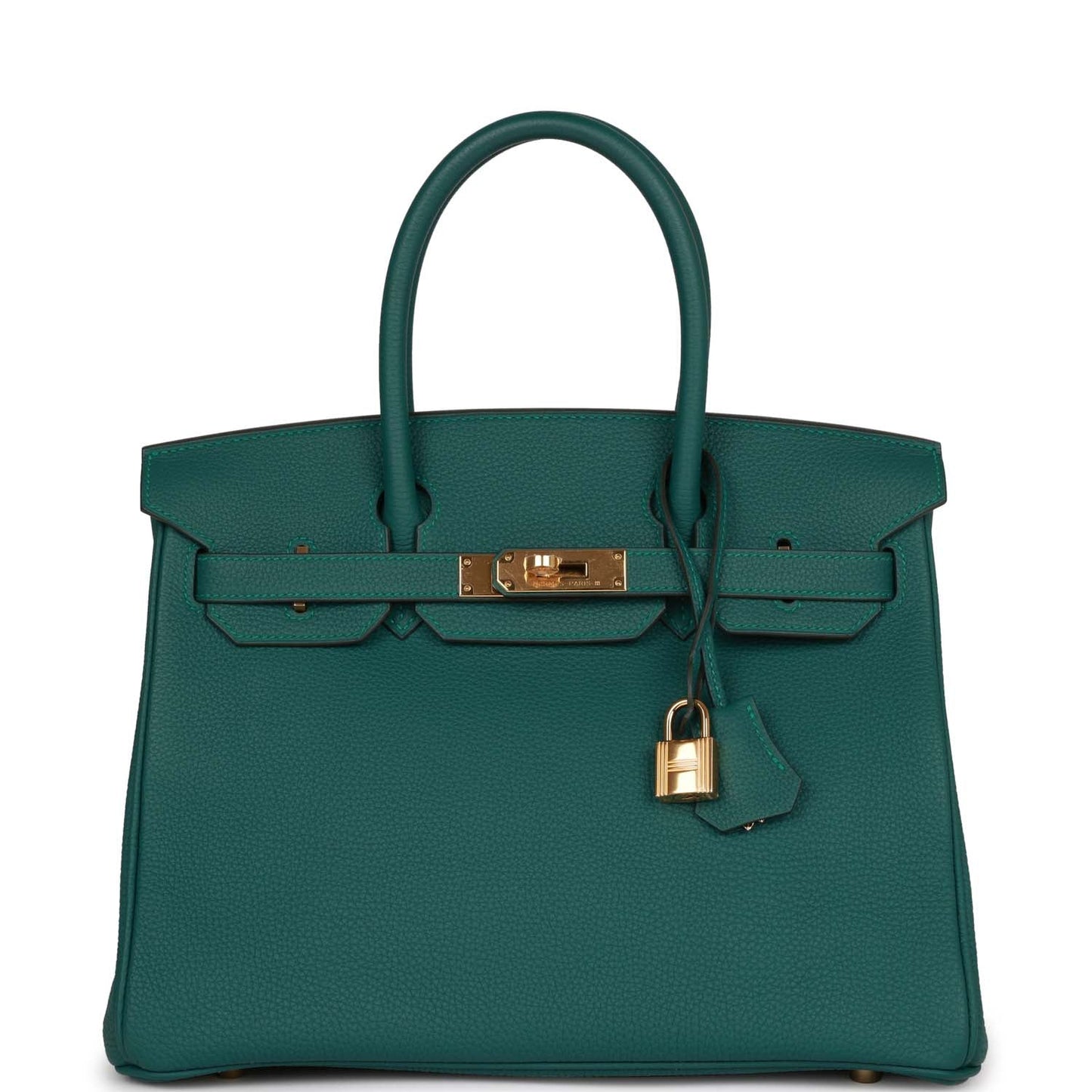 Hermes Birkin Malachite Togo Hardware Handbag Gold Travel Bag