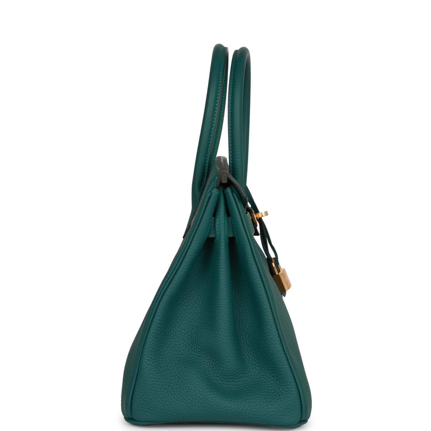 Hermes Birkin Malachite Togo Hardware Handbag Gold Travel Bag