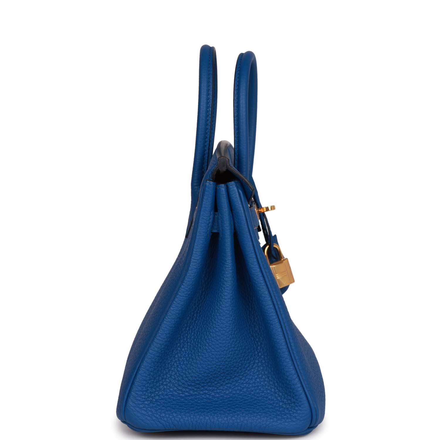 Hermes Top Quality Luxury Birkin Bleu France Togo Gold Travel Bag