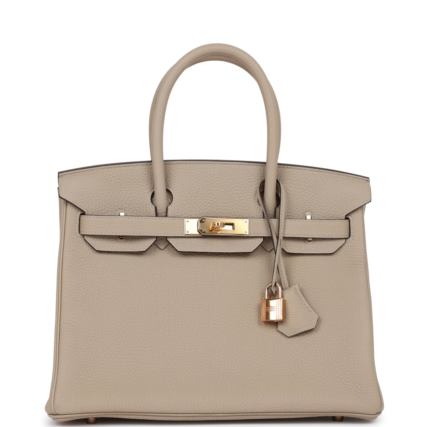 Hermes Birkin Gris Tourterelle Togo Rose Hardware Handbag Gold Travel Bag