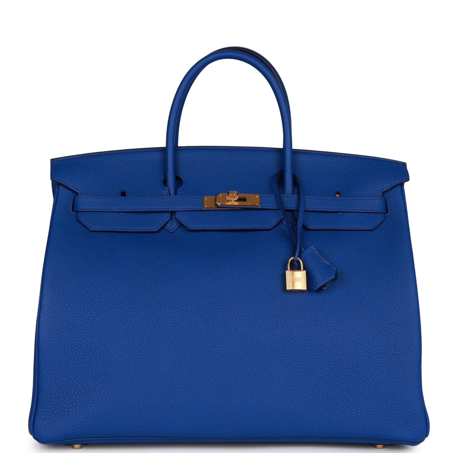 Hermes Birkin Bleu Royal Togo Hardware Handbag Gold Travel Bag