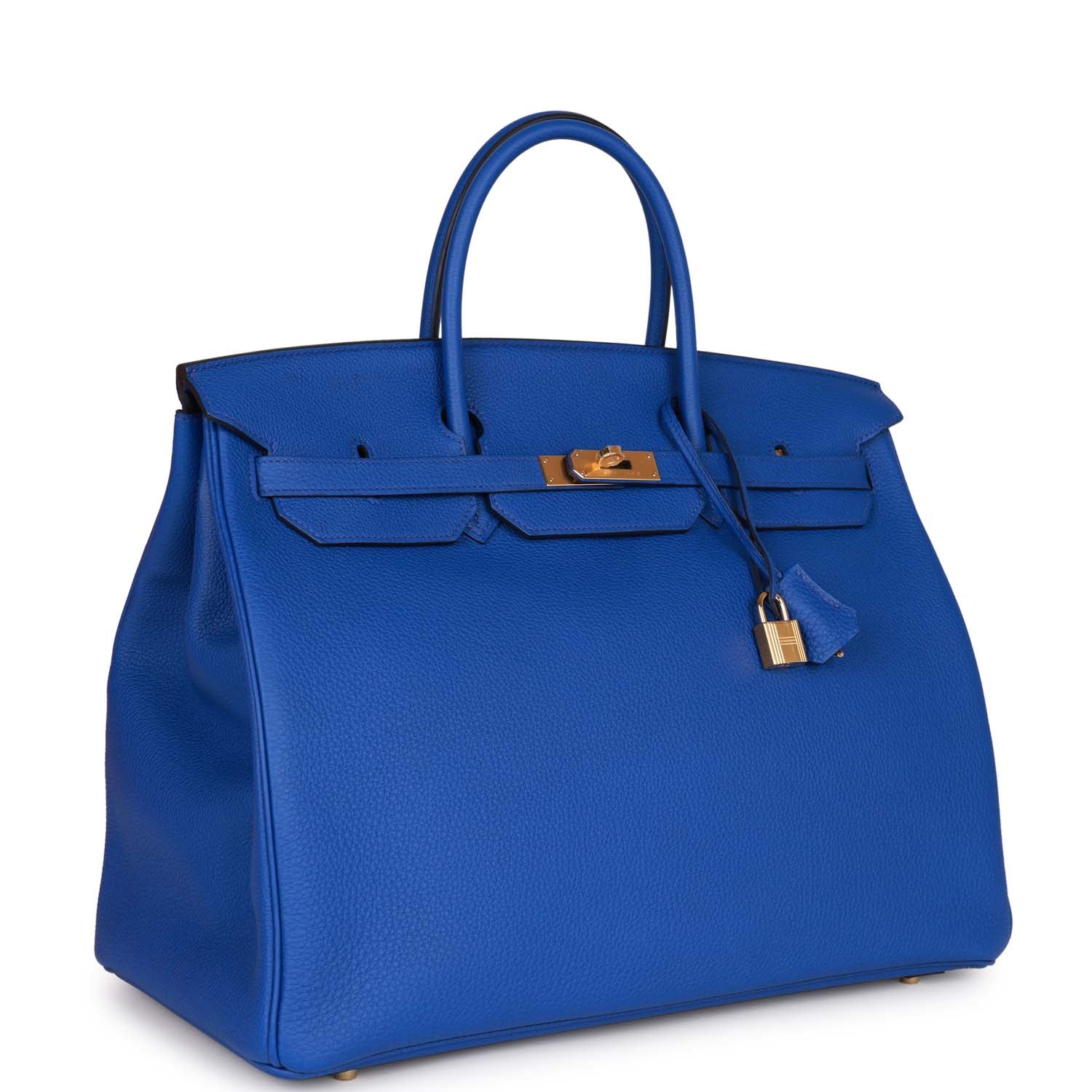 Hermes Birkin Bleu Royal Togo Hardware Handbag Gold Travel Bag
