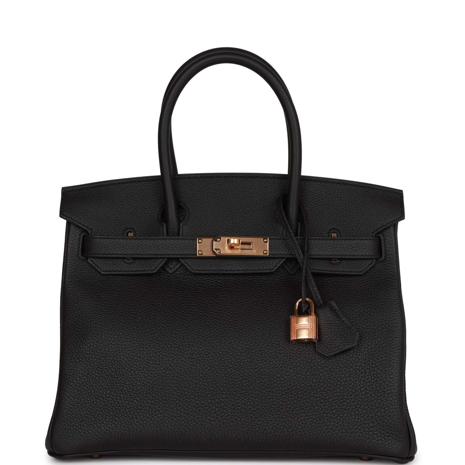 Hermes Birkin Togo Rose Hardware Handbag Black Gold Travel Bag Hardware 9