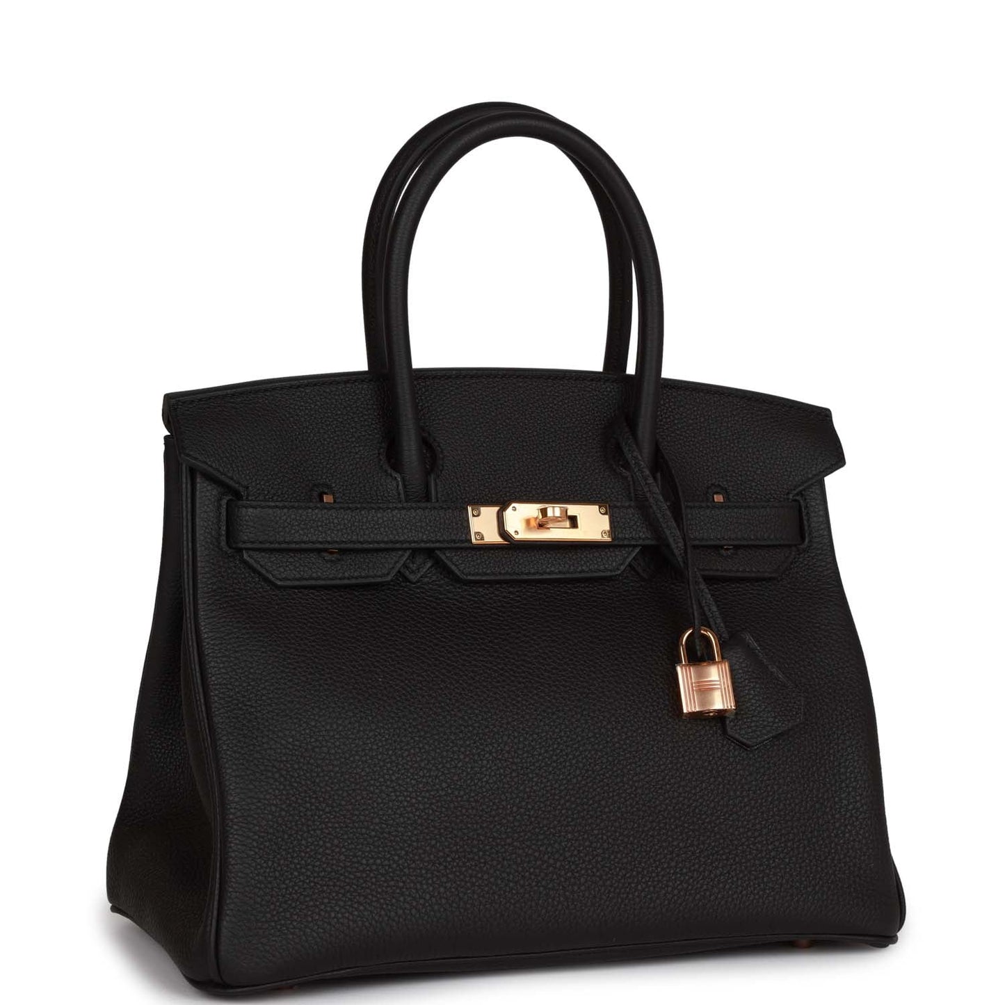 Hermes Birkin Togo Rose Hardware Handbag Black Gold Travel Bag Hardware 9
