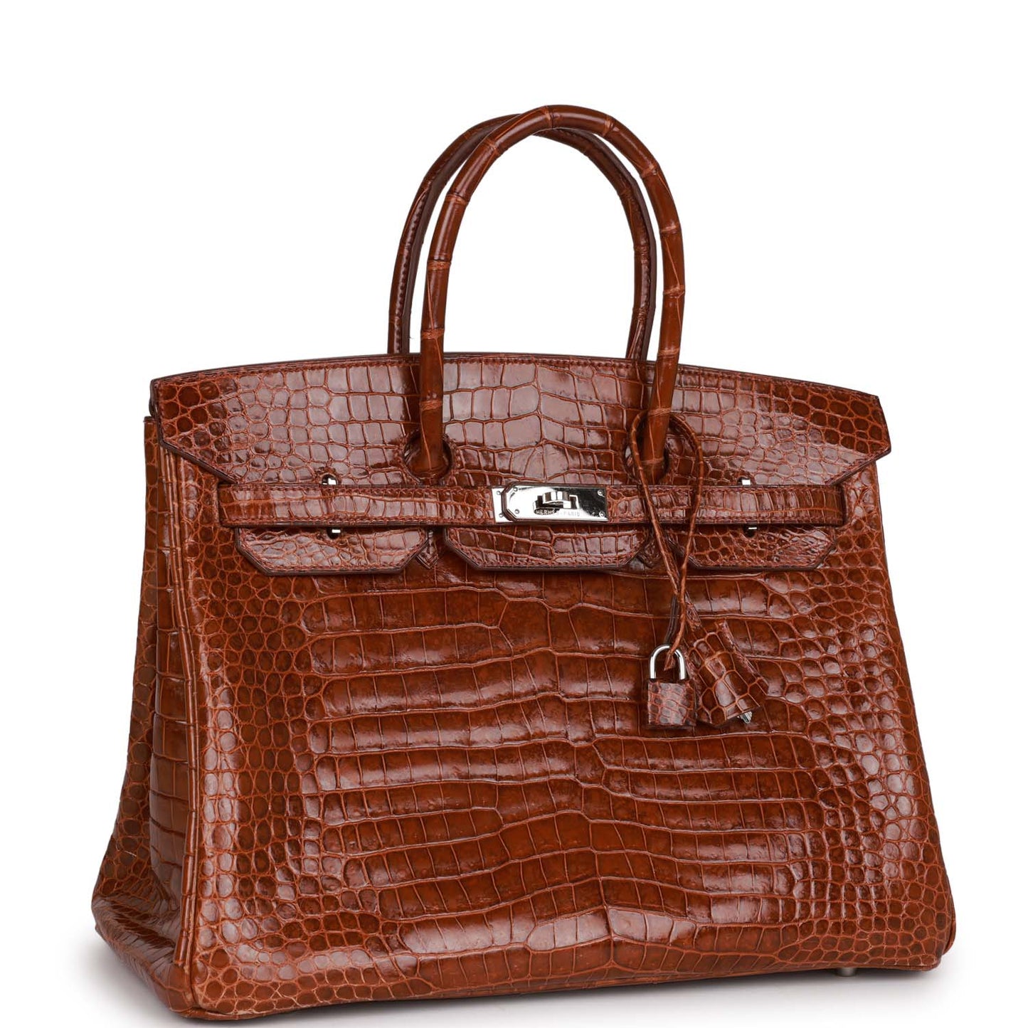 Hermes Top Quality Luxury Birkin Miel Shiny Porosus Travel Bag