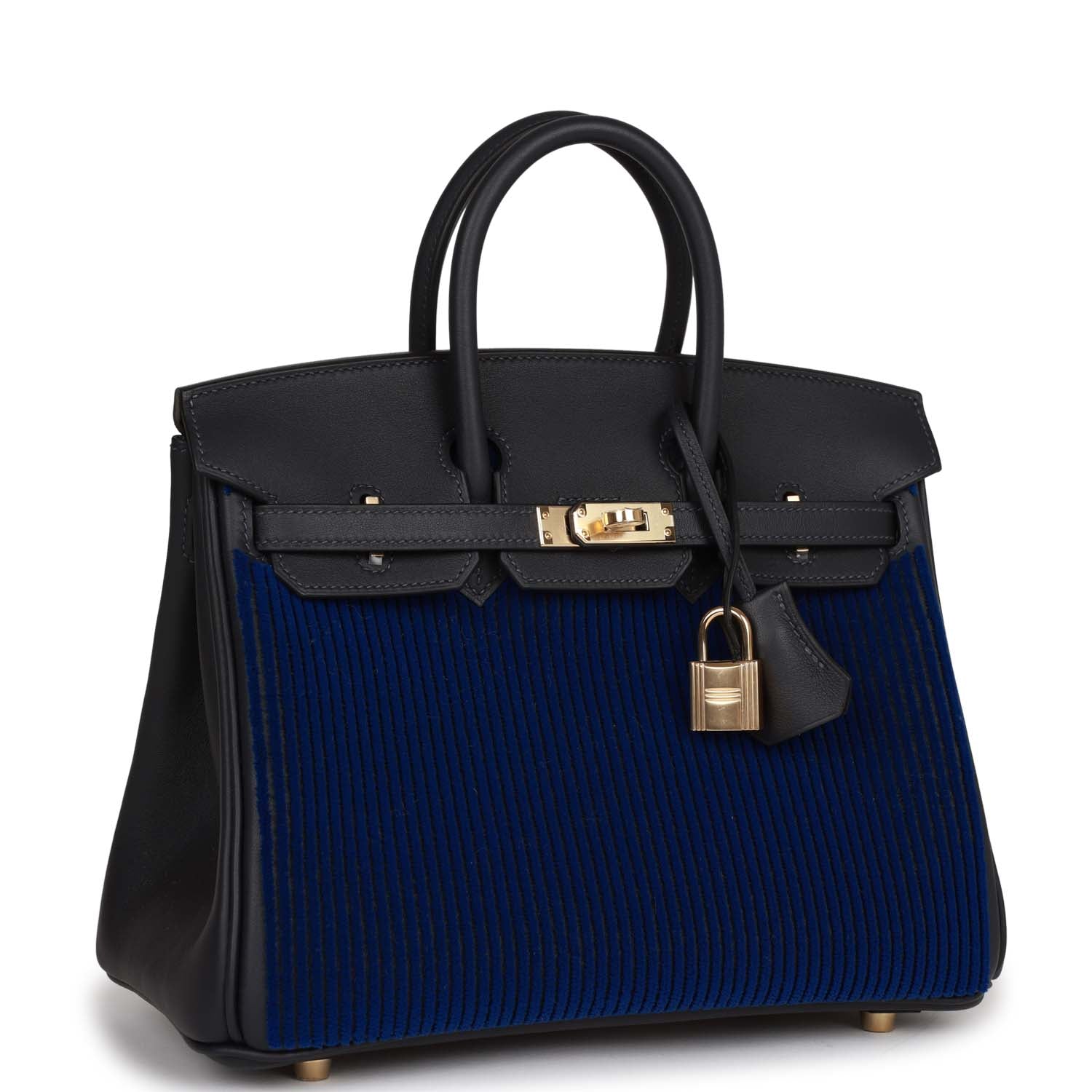 Hermes Birkin Cote Cote Tuffetage Bleu Saphir And Caban Travel Bag